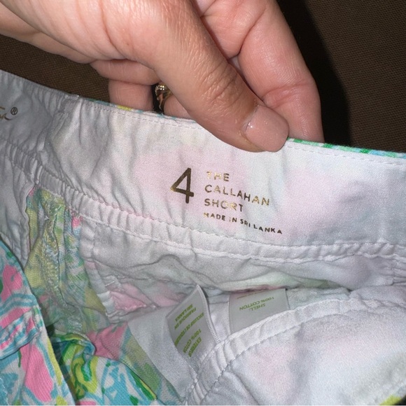 Lilly Pulitzer The Callahan Short Cotton Floral Green Pink Size 4 - Picture 7 of 13